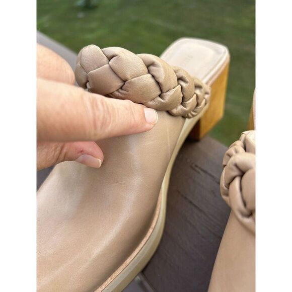 Bernardo Sand Brown Leather Braided Heeled Clogs Saffia 8.5 M New Mule - Picture 11 of 13